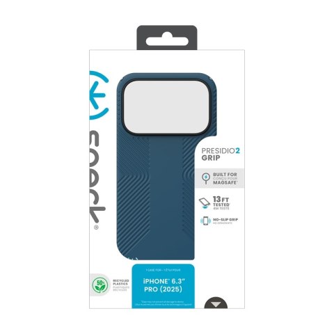 Speck Presidio2 Grip MagSafe - Etui iPhone 17 Pro (Deep Sea/Silver Metallic)