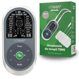 VITAMMY STIMULA Elektrostymulator mięśni, terapia TENS EMS i masaż 3 w 1, 4 elektrody