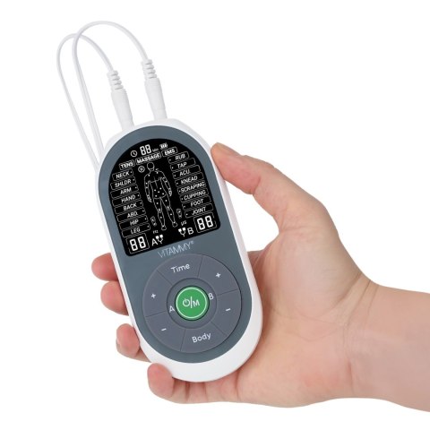 VITAMMY STIMULA Elektrostymulator mięśni, terapia TENS EMS i masaż 3 w 1, 4 elektrody