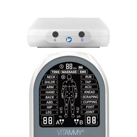 VITAMMY STIMULA Elektrostymulator mięśni, terapia TENS EMS i masaż 3 w 1, 4 elektrody