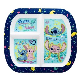Disney Stitch - Talerzyk dla dzieci z przedziałkami do mikrofali z kolekcji Stitch & Angel (19,5 x 22 cm)