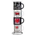 Keith Haring - Zestaw kubków ceramicznych ze stojakiem 300 ml 4 szt.
