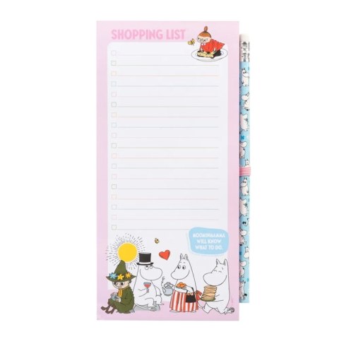 Muminki - Magnetyczny notatnik / lista zakupów na lodówkę + ołówek (10 x 21 cm)