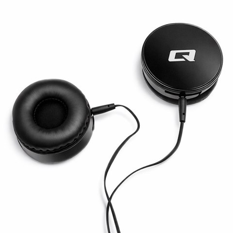 Qoltec Słuchawki nauszne z mikrofonem 3.5mm mini jack | Bass | 32Ω | 20-22 kHz | do komputera i rozmów | Czarne