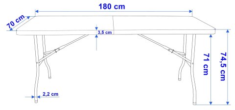 Stół cateringowy BALI BLACK składany w walizkę 180 cm czarny