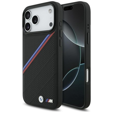 BMW M Tricolor Metal Logo MagSafe - Etui iPhone 17 Pro Max (czarny)