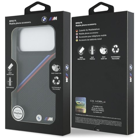 BMW M Tricolor Metal Logo MagSafe - Etui iPhone 17 Pro Max (czarny)