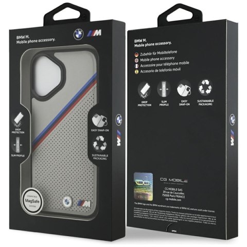 BMW M Tricolor Metal Logo MagSafe - Etui iPhone 17 (szary)