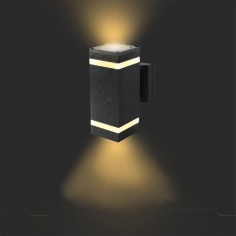 Kinkiet ogrodowy V-TAC czarny IP44 2xE27 kwadrat góra dół VT-968