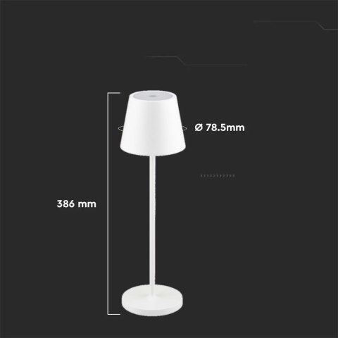 Lampka biurkowa nocna V-TAC 2W LED 38cm ładowanie ściemnianie IP54 biała VT-7522 3000K 200lm