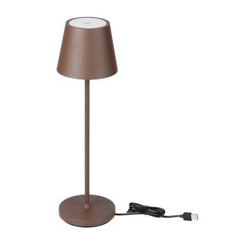 Lampka biurkowa nocna V-TAC 2W LED 38cm ładowanie ściemnianie IP54 brąz corten VT-7522 3000K 200lm