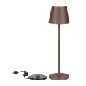 Lampka biurkowa nocna V-TAC 2W LED 38cm ładowanie ściemnianie IP54 brąz corten VT-7522 3000K 200lm