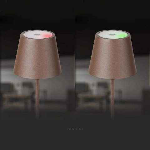 Lampka biurkowa nocna V-TAC 2W LED 38cm ładowanie ściemnianie IP54 brąz corten VT-7522 3000K 200lm