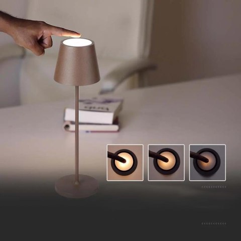 Lampka biurkowa nocna V-TAC 2W LED 38cm ładowanie ściemnianie IP54 brąz corten VT-7522 3000K 200lm