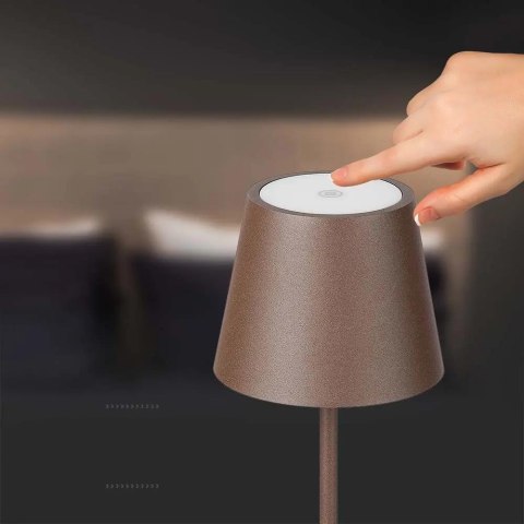 Lampka biurkowa nocna V-TAC 2W LED 38cm ładowanie ściemnianie IP54 brąz corten VT-7522 3000K 200lm