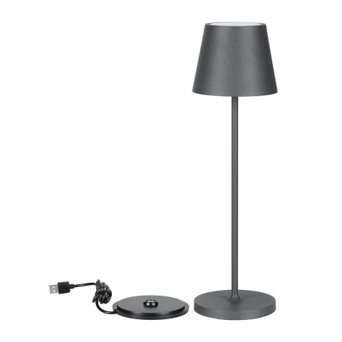 Lampka biurkowa nocna V-TAC 2W LED 38cm ładowanie ściemnianie IP54 szara VT-7522 3000K 200lm