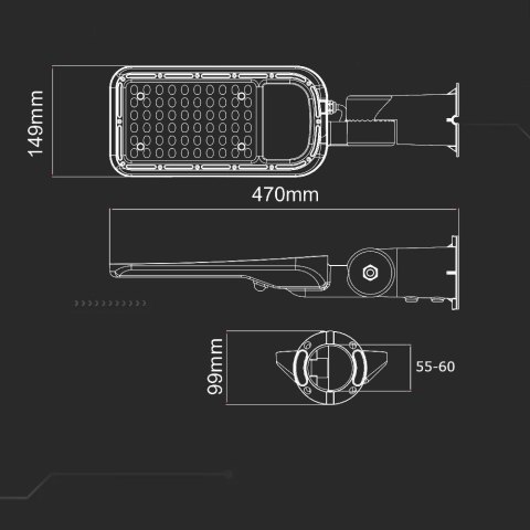 Oprawa uliczna LED V-TAC SAMSUNG CHIP z regulacją 70W 110Lm/W VT-79ST 6500K 7500lm 5 lat gwarancji