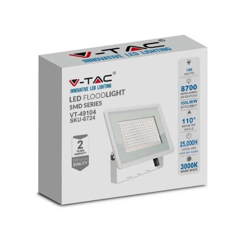 Projektor LED V-TAC 100W SMD F-class biały VT-49104 4000K 8700lm