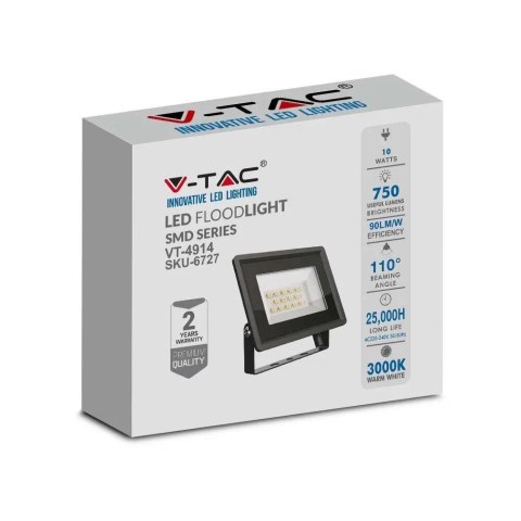 Projektor LED V-TAC 10W SMD F-class czarny VT-4914-B 4000K 750lm