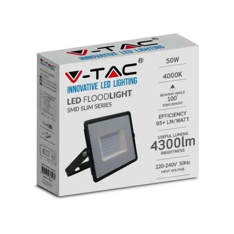 Projektor LED V-TAC 50W SMD E-series czarny VT-4051 6500K 4300lm