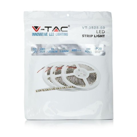 Taśma LED V-TAC 12V SMD3528 300LED IP20 3,6W/m VT-3528 Kolor Zielony 400lm