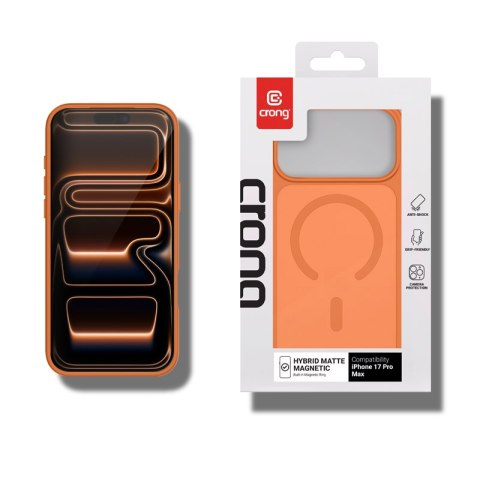 Crong Hybrid Matte Magnetic - Etui MagSafe iPhone 17 Pro Max (pomarańczowy)