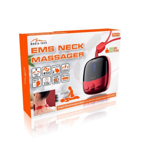 EMS NECK MASSAGER - Masażer EMS do szyi i karku (Elektrostymulacja Mięśni). 4 tryby i 9 poziomów intensywności. Funkcja ciepłego