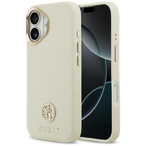 Guess Grained Strass Logo MagSafe - Etui iPhone 17 (beżowy)