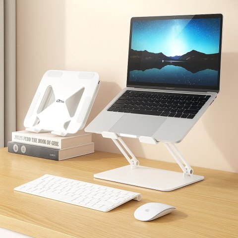 LAPTOP STAND (biały) - Regulowana, ergonomiczna podstawka pod laptopa 10-17 cali. Masywna, stalowa konstrukcja połączona z antyp