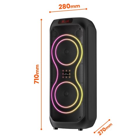 POWER AUDIO MAX - Duży głośnik Bluetooth, 120W RMS/ 1400W PMPO, dwa głosniki 8", Equalizer, funkcja karaoke, MP3/karty microSD, 