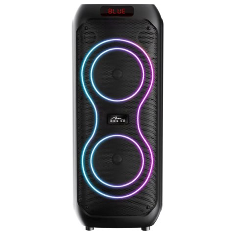 POWER AUDIO MAX - Duży głośnik Bluetooth, 120W RMS/ 1400W PMPO, dwa głosniki 8", Equalizer, funkcja karaoke, MP3/karty microSD, 