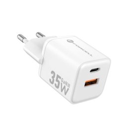 Ładowarka Sieciowa Forcell USBC + USBA 35W GaN III PD i QC 4.0 biała mini