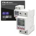 Qoltec Jednofazowy elektroniczny Przekaźnik Licznik zużycia energii 63A na szynę DIN | Timer | Tuya | Wi-Fi | LED