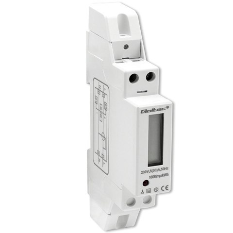 Qoltec Jednofazowy elektroniczny licznik | miernik zużycia energii na szynę DIN | 230V | 30A | LCD | 1P