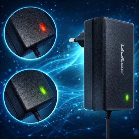 Qoltec Automatyczna ładowarka do akumulatora AGM GEL STD | Prostownik 24V | 19.2W | 5.5x2.1 | Kabel 1.8m