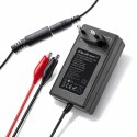Qoltec Automatyczna ładowarka do akumulatora AGM GEL STD | Prostownik 24V | 19.2W | 5.5x2.1 | Kabel 1.8m