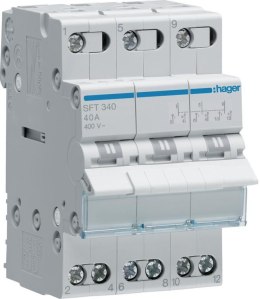 Modułowy przełącznik instalacyjny I-0-II 3P 40A 400VAC Hager SFT340