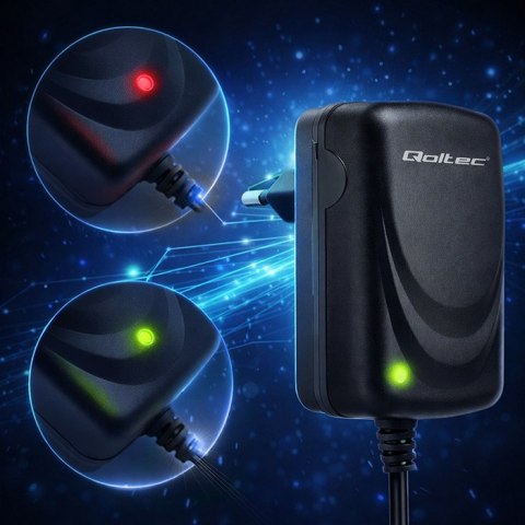 Qoltec Automatyczna ładowarka do akumulatora AGM GEL STD | Prostownik 6V/12V | 6W | 5.5x2.1 | Kabel 1.8m