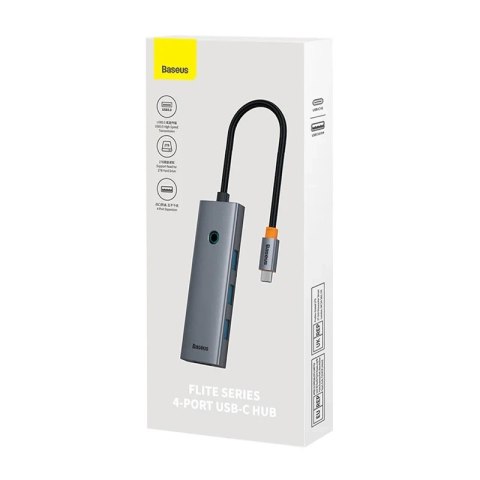 Hub BASEUS UltraJoy 4-portowy USB-C (szary)