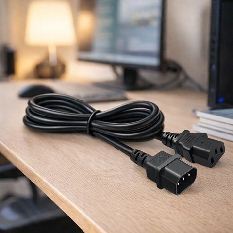 Qoltec Kabel zasilający IEC C13 | C14 | 3x0.75mm² | Czysta miedź Cu | 2m