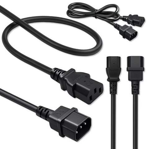 Qoltec Kabel zasilający IEC C13 | C14 | 3x0.75mm² | Czysta miedź Cu | 2m