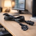 Qoltec Kabel zasilający | wtyczka kątowa SCHUKO CEE 7/7 (E/F) | IEC C13 | 3x0.5mm² | Czysta miedź Cu | 1.5m