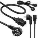 Qoltec Kabel zasilający | wtyczka kątowa SCHUKO CEE 7/7 (E/F) | IEC C13 | 3x0.5mm² | Czysta miedź Cu | 1.5m