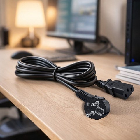 Qoltec Kabel zasilający | wtyczka kątowa SCHUKO CEE 7/7 (E/F) | IEC C13 | 3x0.75mm² | Czysta miedź Cu | 1.8m
