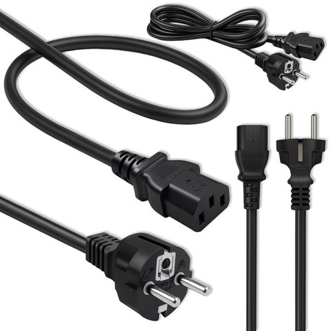 Qoltec Kabel zasilający SCHUKO CEE 7/7 (E/F) | IEC C13 | 3x1.00mm² | Czysta miedź Cu | 1.5m