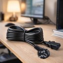 Qoltec Kabel zasilający | wtyczka kątowa SCHUKO CEE 7/7 (E/F) | IEC C13 | 3x1.00mm² | Czysta miedź Cu | 5m