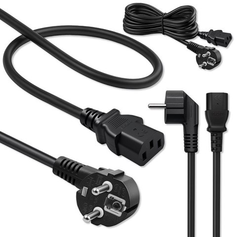 Qoltec Kabel zasilający | wtyczka kątowa SCHUKO CEE 7/7 (E/F) | IEC C13 | 3x1.00mm² | Czysta miedź Cu | 5m