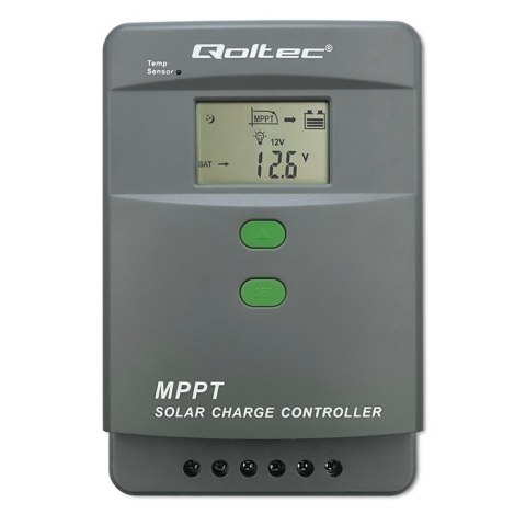 Qoltec Solarny regulator ładowania MPPT z czujnikiem temperatury 50A |12V / 24V | LCD | Bluetooth | APP | GEL | LiFePO4