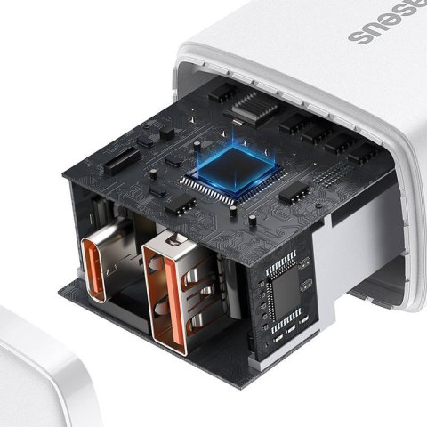 Ładowarka sieciowa BASEUS Compact Quick Charger 20W USB-A+USB-C (biała)