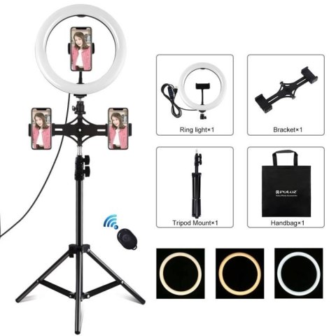 Lampa pierścieniowa LED PULUZ 26cm + statyw + 3 uchwyty